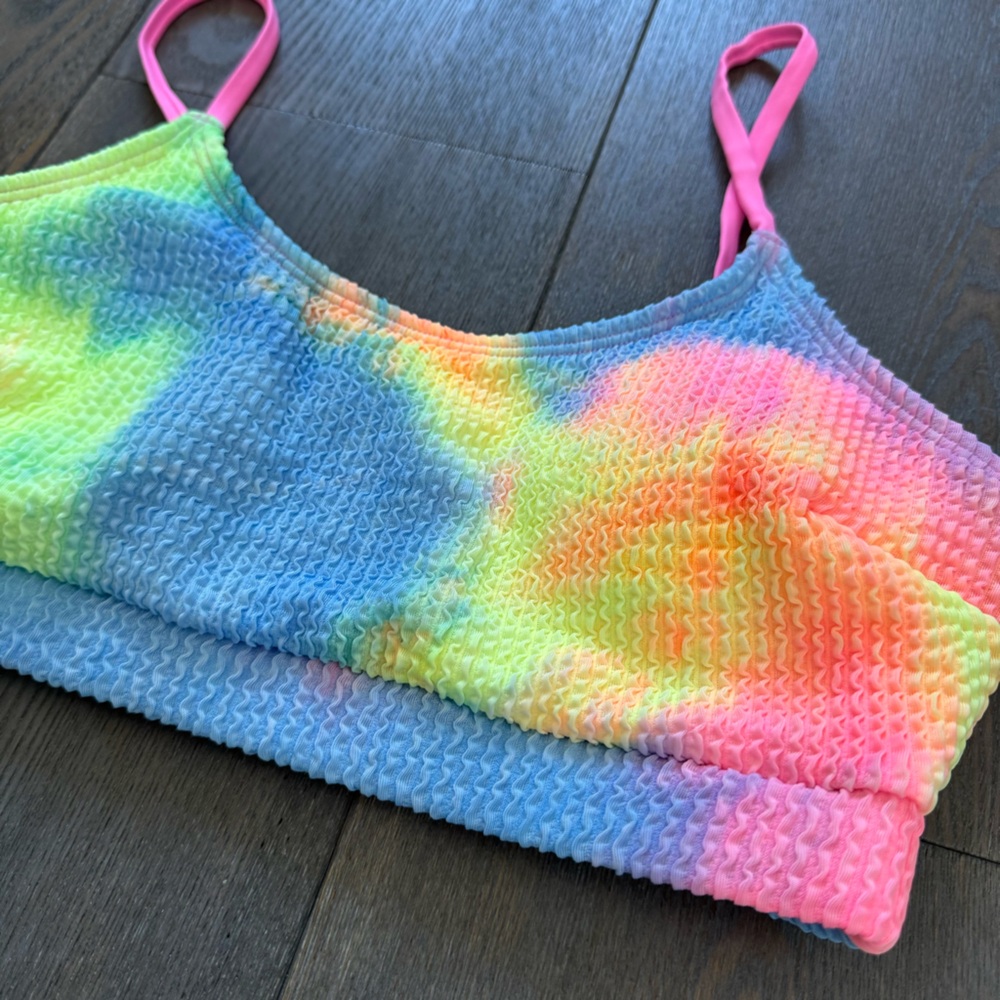 NWT Small Cupshe Sherbet Tie-dye Textured Scoop Neck Two Piece Bikini Swimsuit - Picture 7 of 14